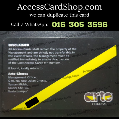 Duplicate ARTE Cheras Car Parking Access Card