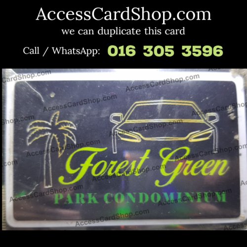 Duplicate Forest Green Park Condominium Kajang Car Parking Access Card
