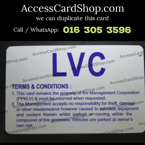 Duplicate La Vista Condo (LVC) Puchong Jaya Car Parking Access Card