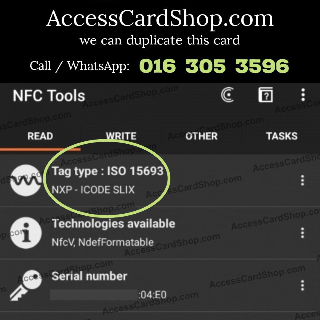 ISO 15693 - NXP ICODE SLIX Card