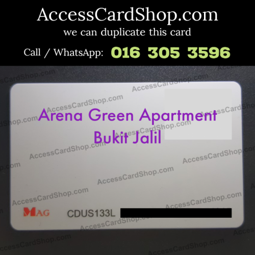 Duplicate Arena Green Apartment Bukit Jalil Car Parking MAG CDUS133L Access Card