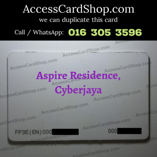 Duplicate Aspire Residence Apartment Cyberjaya Car Parking Lift Lobby Door FP3E(EN) Access Card