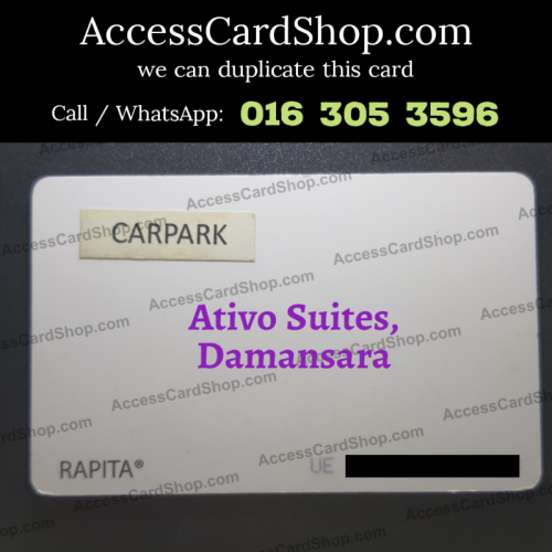 Duplicate Ativo Suites Damansara Avenue Car Parking RAPITA UE Access Card
