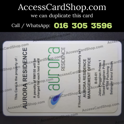 Duplicate Aurora Residence Condominium Puchong Car Parking Lift Lobby Door Combo Access Card