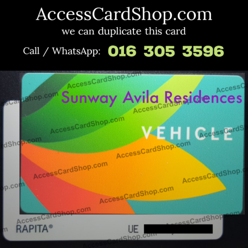 Duplicate Avila Residences Sunway Car Parking RAPITA UE Access Card