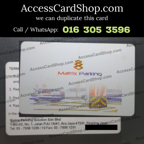 Duplicate Matrix Parking Season Pass Car Parking Access Card