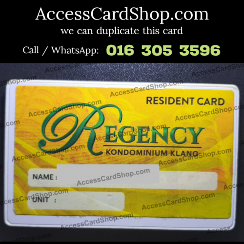 Duplicate Regency Kondominium Klang Lift Lobby Door Access Card