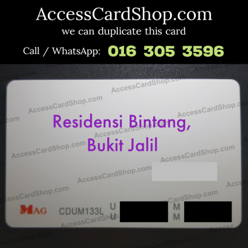 Duplicate Residensi Bintang Bukit Jalil Car Parking Lift Lobby Door MAG CDUM133L Access Card