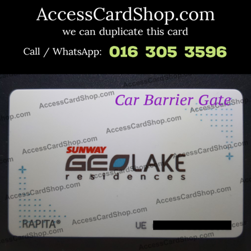 Duplicate Sunway Geolake Residences Bandar Sunway Car Parking Access Card