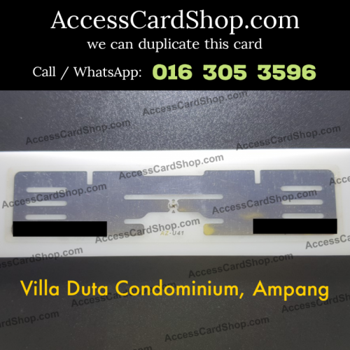 Duplicate Villa Duta Condominium Ampang Car Parking RFID Sticker