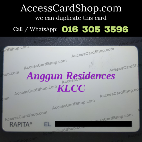 Duplicate Anggun Residences KLCC Car Parking Lift Lobby Door RAPITA EL Access Card