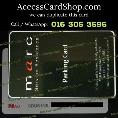 Duplicate Marc Residence KL KLCC Car Parking MAG CDUS133L Access Card