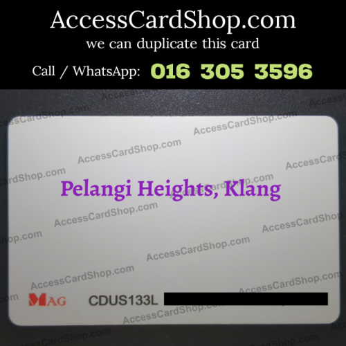 Duplicate Pelangi Heights Klang Car Parking MAG CDUS133L Access Card
