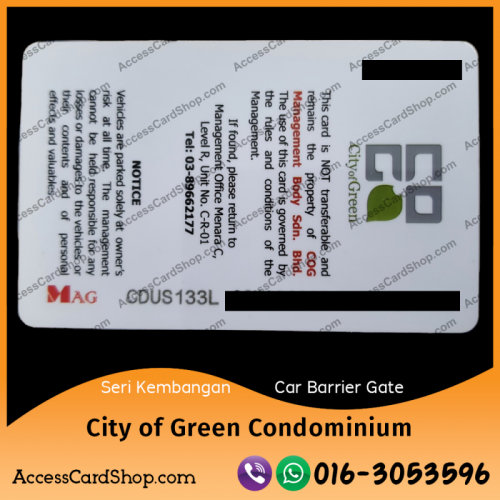 Duplicate City of Green Condominium Seri Kembangan Car Parking MAG CDUS133L Access Card
