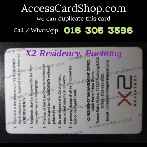 Duplicate X2 Residency, Putra Prima Puchong Car Parking Lift Lobby Door RAPITA EL Access Card