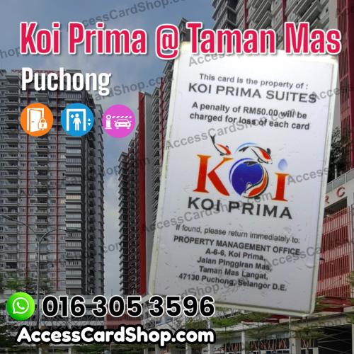 Duplicate Koi Prima Condominium, Taman Mas Puchong Car Parking Lift Lobby Door RAPITA EL Access Card